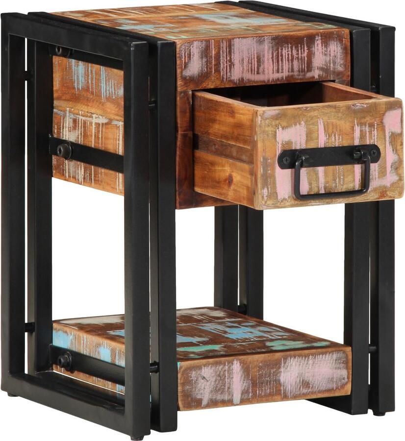 VidaXL Nachtkastjes Set van 2 Meerkleurig Massief gerecycled hout IJzer