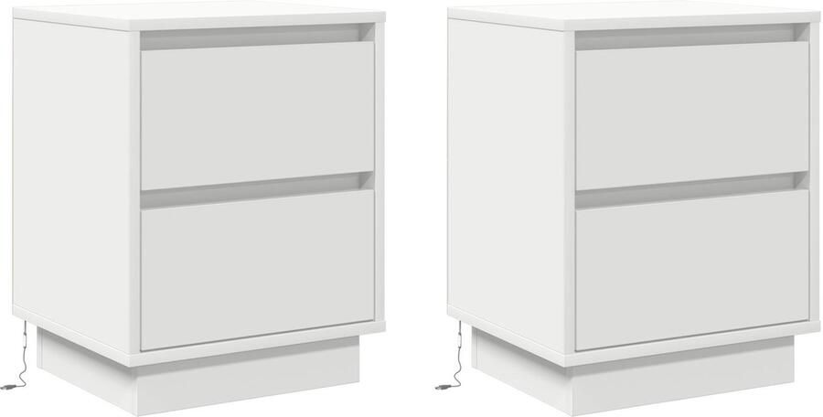 VidaXL Nachtkastje met lade 2 pcs Wit 39 x 34.5 x 50 cm Bewerkt hout - Foto 2