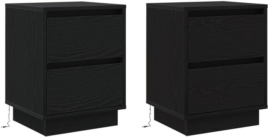 VidaXL Nachtkastje met lade 2 pcs Zwart 39 x 34.5 x 50 cm Bewerkt hout - Foto 2
