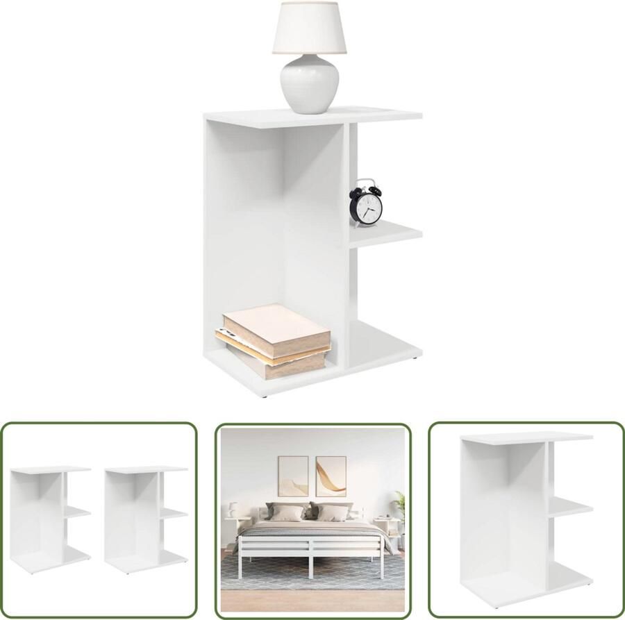 The Living Store Nachtkastjes 2 st 46 5x29x61 cm bewerkt hout wit Nachtkastjes Nachtkasten Slaapkamerdecoratie Houten Meubilair Opbergoplossing