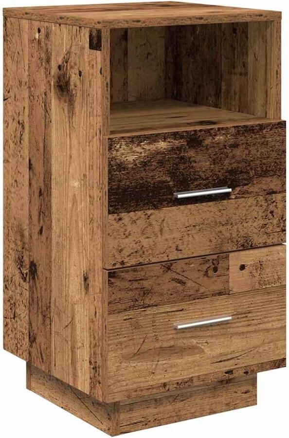 VidaXL Nachtkastje 2 Lades 36x36x68 cm Oud Houtkleurig Nachtkastje Nachtkastjes Bijzettafel Wandkastje