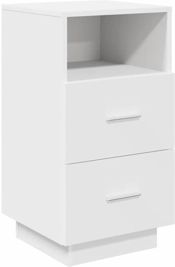 VidaXL Nachtkastje 2 lades 36x36x68 cm Wit Nachtkastje Nachtkastjes Bijzettafel Wandkastje