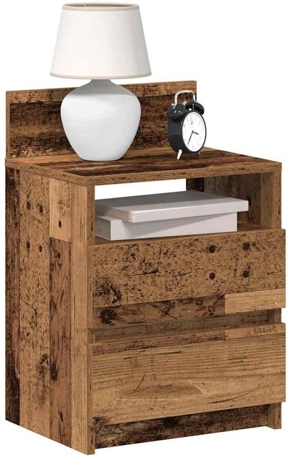 VidaXL Nachtkastje 2 lades 40x33x60 cm Houtkleur Nachtkastje Nachtkastjes Bijzettafel Wandkastje