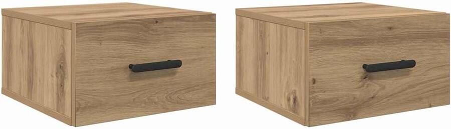 VidaXL Nachtkastje 2 pcs artisanaal eikenkleurig 35 x 35 x 20 cm