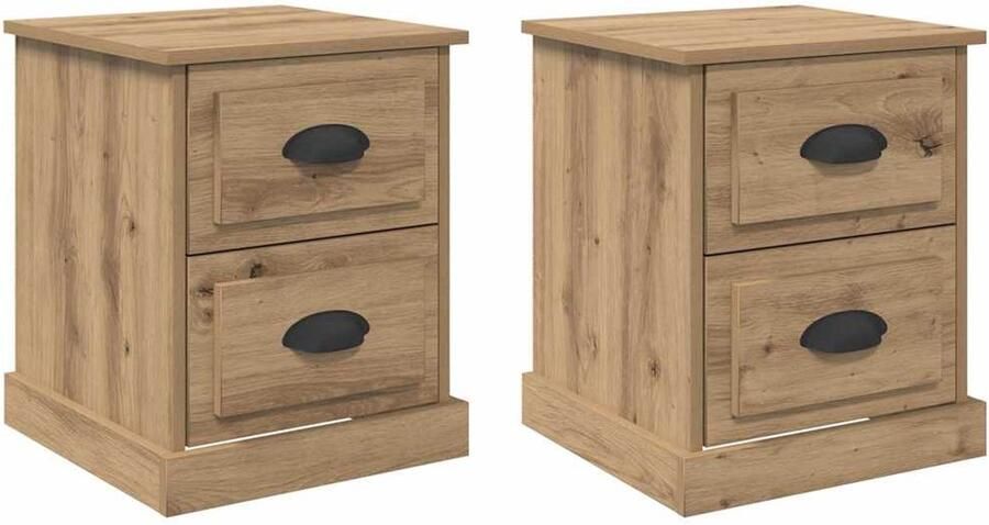 VidaXL Nachtkastje 2 pcs artisanaal eikenkleurig 39 x 39 x 47.5 cm