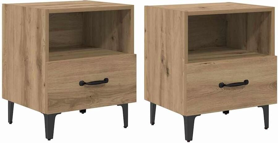 VidaXL Nachtkastje 2 pcs artisanaal eikenkleurig 40 x 35 x 47.5 cm