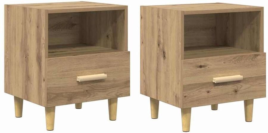 VidaXL Nachtkastje 2 pcs artisanaal eikenkleurig 40 x 35 x 47.5 cm