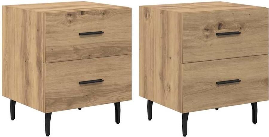 VidaXL Nachtkastje 2 pcs artisanaal eikenkleurig 40 x 35 x 47.5 cm