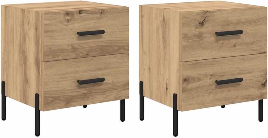 VidaXL Nachtkastje 2 pcs artisanaal eikenkleurig 40 x 35 x 47.5 cm