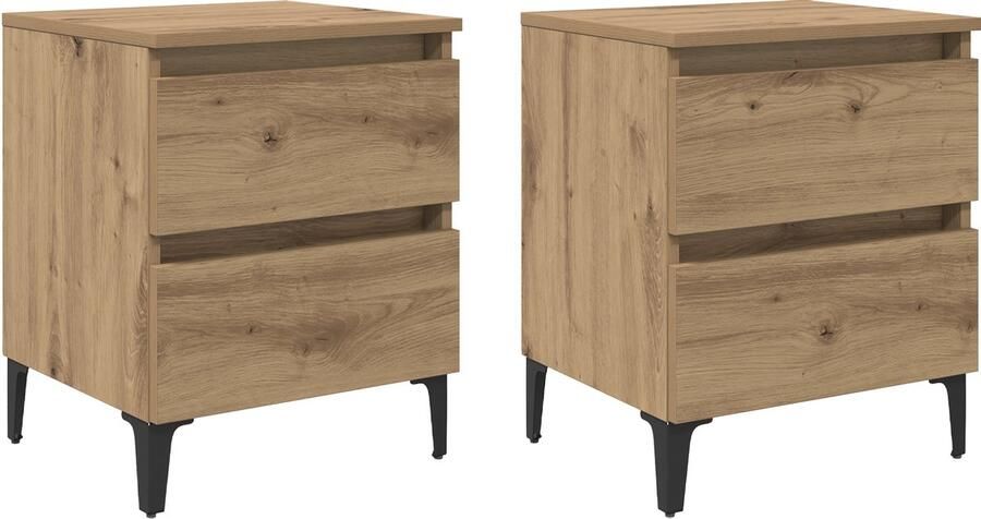 VidaXL Bedkasten 2 stuks Ambachtelijk Eiken 40x35x50 cm Geengineerd Hout