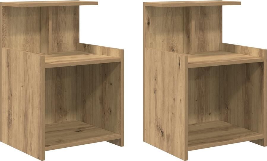 VidaXL Nachtkastjes 2 stuks Artisan Eik 40 x 35 x 60 cm Gemaakt van Bewerkt Hout