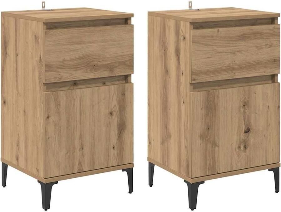 VidaXL Nachtkastje 2 pcs artisanaal eikenkleurig 40 x 35 x 70 cm