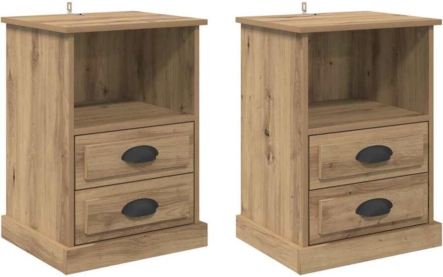 VidaXL Nachtkastje 2 pcs artisanaal eikenkleurig 43 x 36 x 60 cm