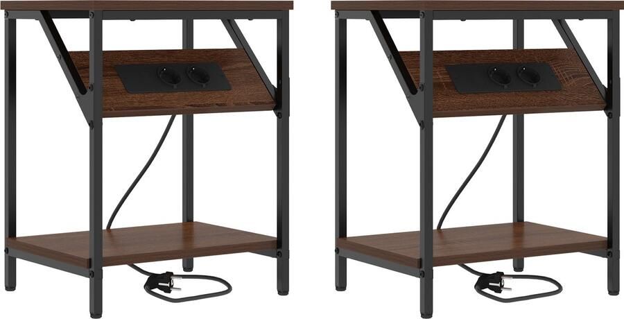 VidaXL Nachtkastje 2 pcs bruin eikenkleur 38 x 30 x 48 cm Bewerkt hout