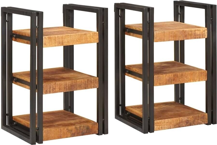 VidaXL Nachtkastje 2 pcs Bruin en zwart Massief Mango Hout