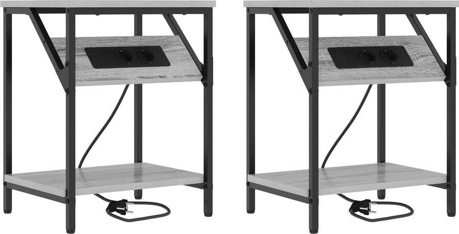 VidaXL Nachtkastje 2 pcs Grijs sonoma 38 x 30 x 48 cm Bewerkt hout