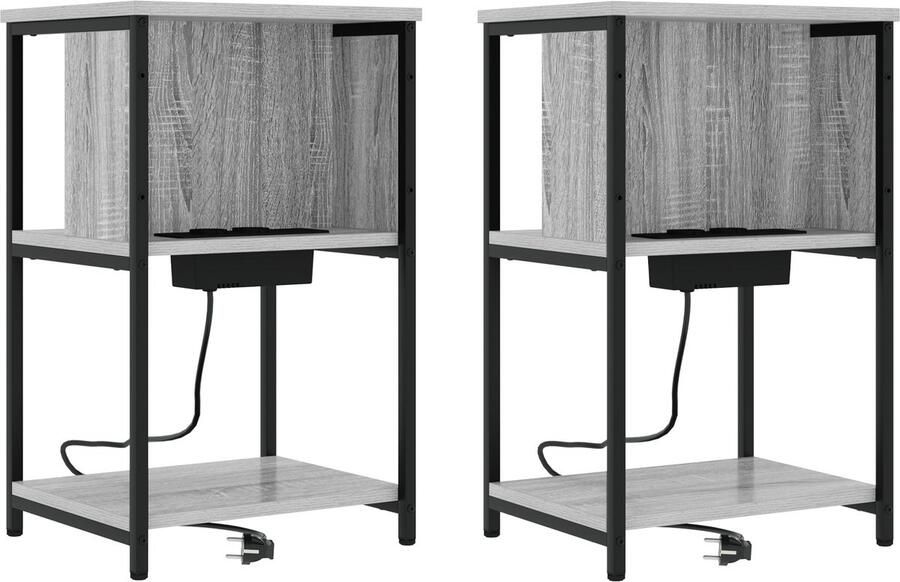 VidaXL Nachtkastje 2 pcs Grijs sonoma 38 x 31 x 61 cm Bewerkt hout