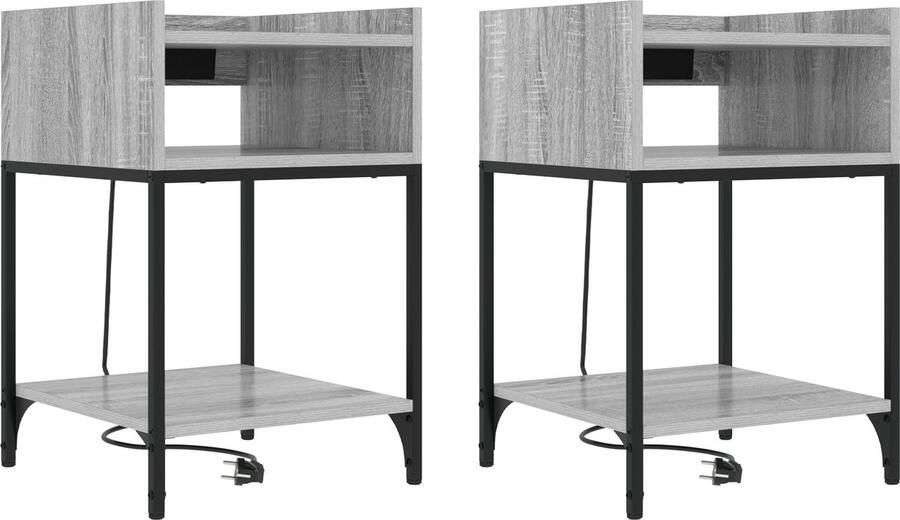 VidaXL Nachtkastje 2 pcs Grijs sonoma 40 x 40 x 61 cm Bewerkt hout