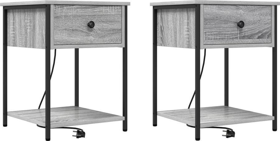 VidaXL Nachtkastje 2 pcs Grijs sonoma 42 x 41 x 56 cm Bewerkt hout