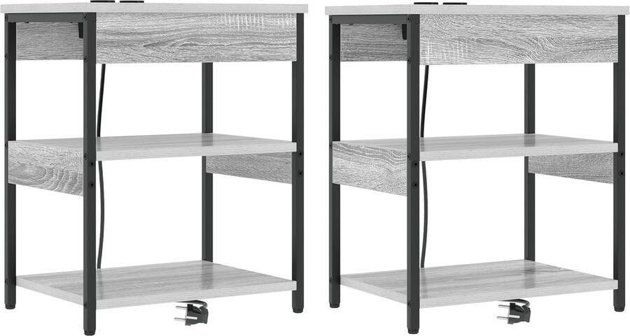 VidaXL Bedcabinet 2 pcs Grijs sonoma 41 x 31 x 51 cm Bewerkt hout