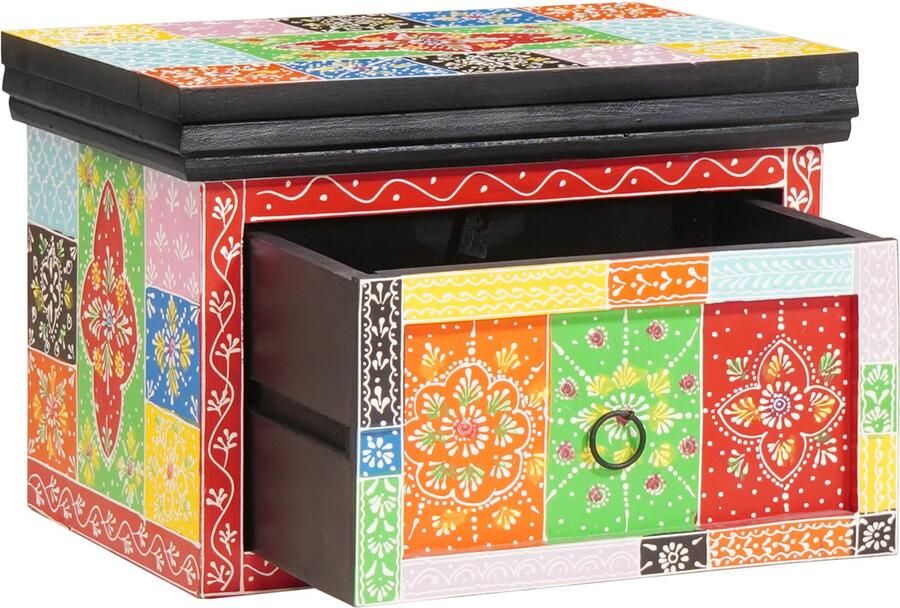 VidaXL Nachtkastjes Set van 2 40x30x28 cm van Massief Mango Hout en Gefabriceerd Hout