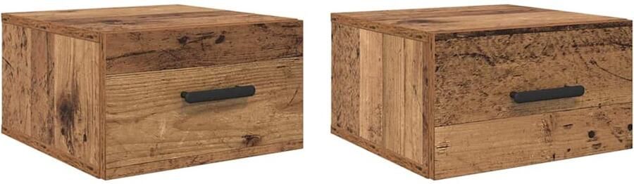 VidaXL Nachtkastje 2 pcs Oud hout 35 x 35 x 20 cm Bewerkt hout