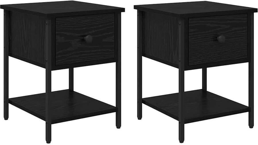 VidaXL Nachtkastje 2 pcs Oud hout 35 x 35 x 20 cm Bewerkt hout - Foto 2