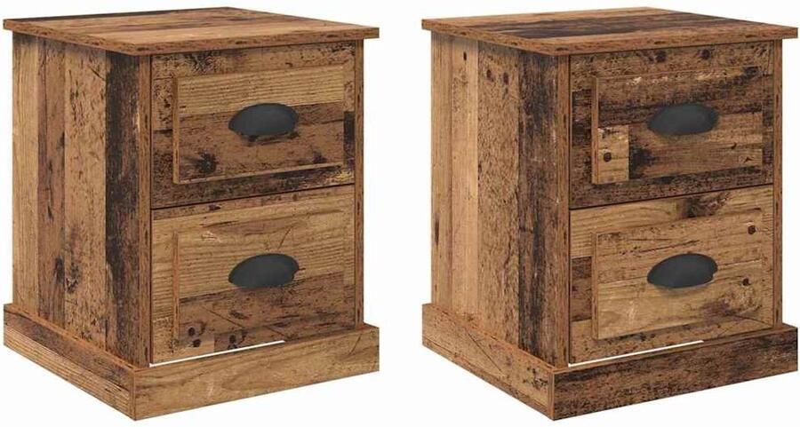 VidaXL Nachtkastje 2 pcs Oud hout 39 x 39 x 47.5 cm Bewerkt hout