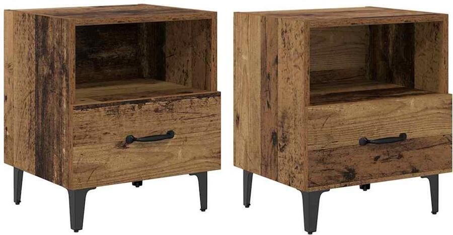 VidaXL Nachtkastje 2 pcs Oud hout 40 x 35 x 47.5 cm Bewerkt hout