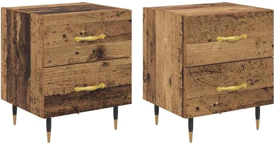 VidaXL Nachtkastje 2 pcs Oud hout 40 x 35 x 47.5 cm Bewerkt hout