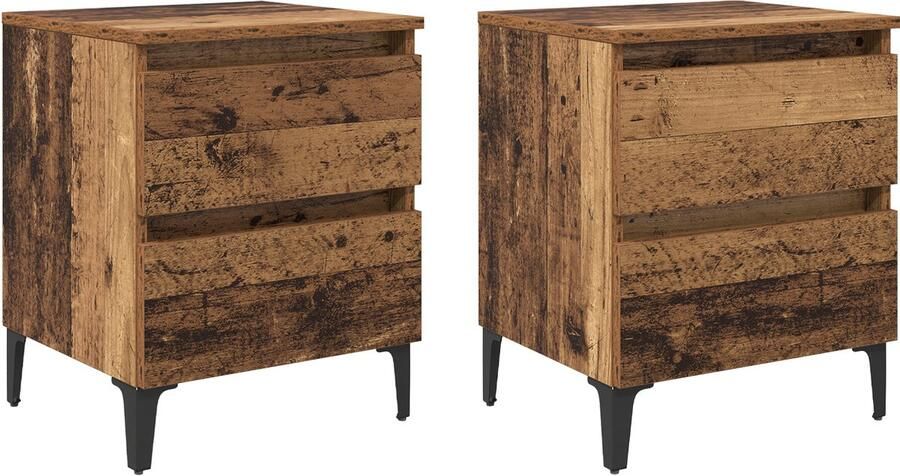 VidaXL Nachtkastje 2 pcs Oud hout 40 x 35 x 50 cm Bewerkt hout
