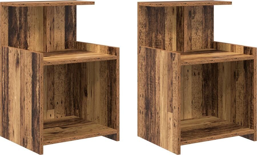 VidaXL Nachtkastjes 2 Pack Oud Hout 40 x 35 x 60 cm Geengineerd Hout