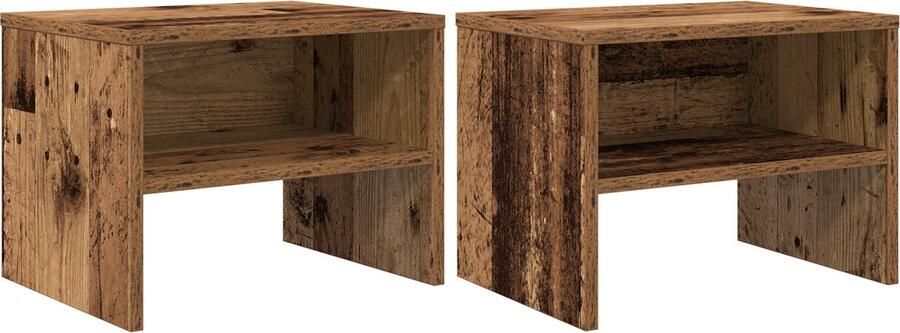 VidaXL Nachtkastje 2 pcs Oud hout 40 x 30 x 30 cm Bewerkt hout