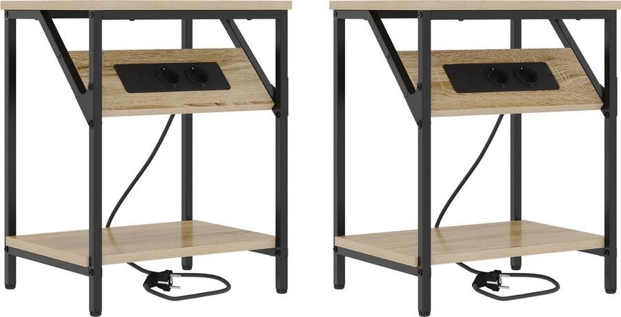 VidaXL Nachtkastje 2 pcs Sonoma eiken 38 x 30 x 48 cm Bewerkt hout