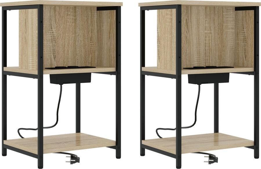 VidaXL Nachtkastje 2 pcs Sonoma eiken 38 x 31 x 61 cm Bewerkt hout