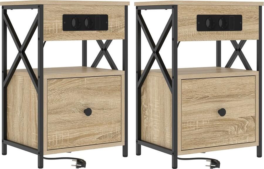 VidaXL Nachtkastje 2 pcs Sonoma eiken 40 x 31 x 60 cm Bewerkt hout
