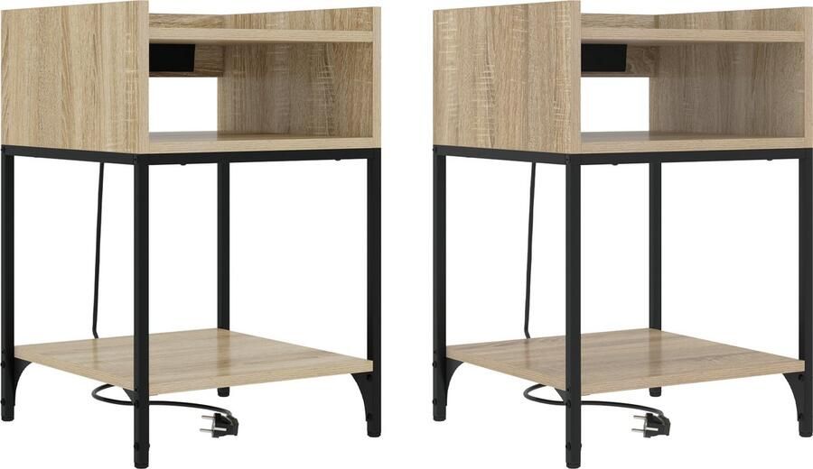 VidaXL Nachtkastje 2 pcs Sonoma eiken 40 x 40 x 61 cm Bewerkt hout
