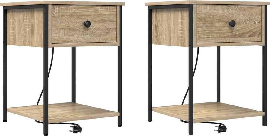 VidaXL Nachtkastje 2 pcs Sonoma eiken 42 x 41 x 56 cm Bewerkt hout