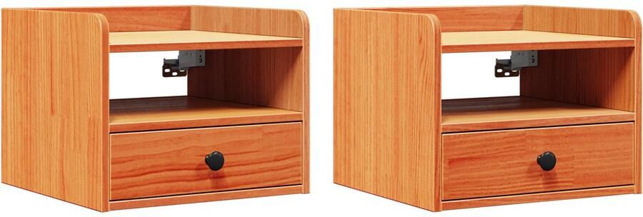 VidaXL Nachtkastje 2 pcs Wasbruin 38 x 36 x 29 5 cm Massief grenenhout