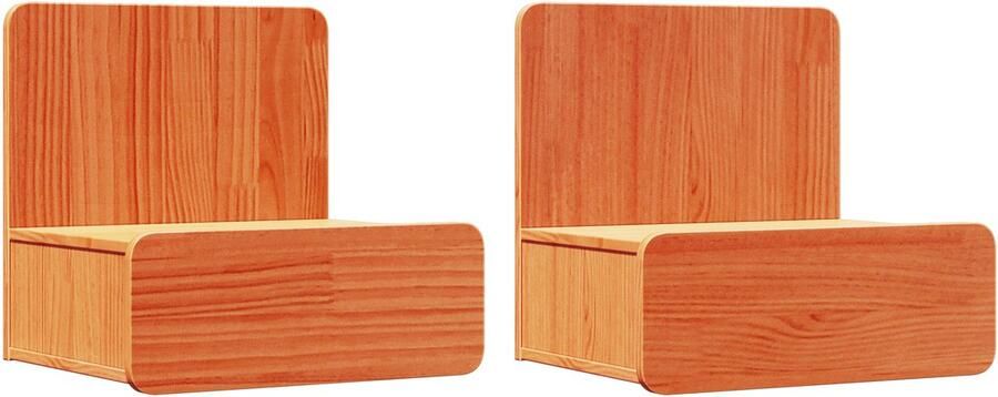 VidaXL Nachtkastje 2 pcs Wasbruin 44 x 32.5 x 40 cm Massief grenenhout