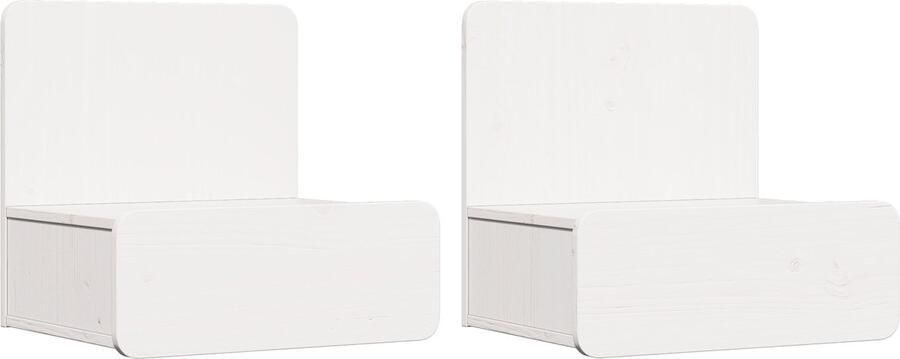 VidaXL Wandgemonteerd nachtkastje met lade 2 pcs Wit 44 x 32.5 x 40 cm