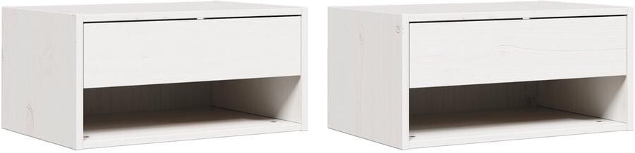 VidaXL Wandgemonteerd nachtkastje met lade 2 pcs Wit 50 x 32 5 x 24 cm