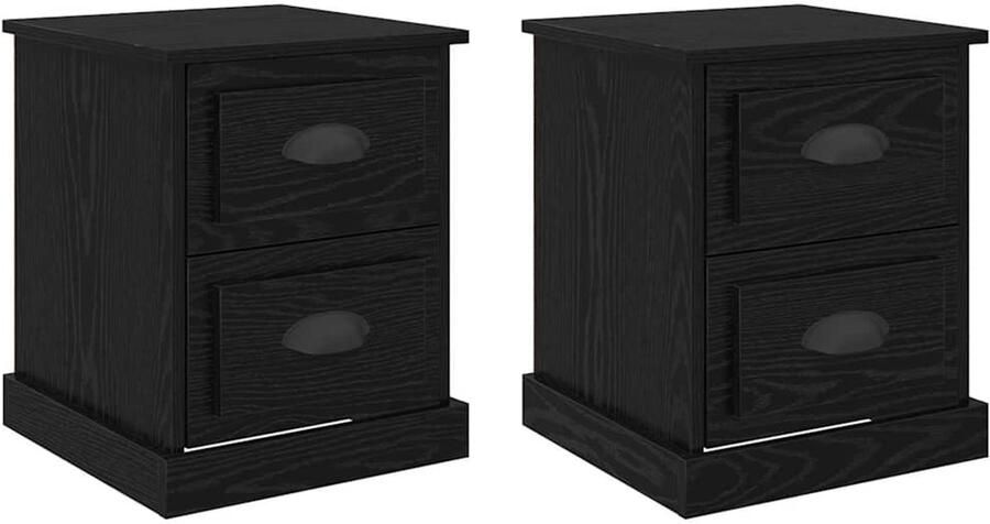 VidaXL Nachtkastje 2 pcs Zwart eiken 39 x 39 x 47.5 cm Bewerkt hout