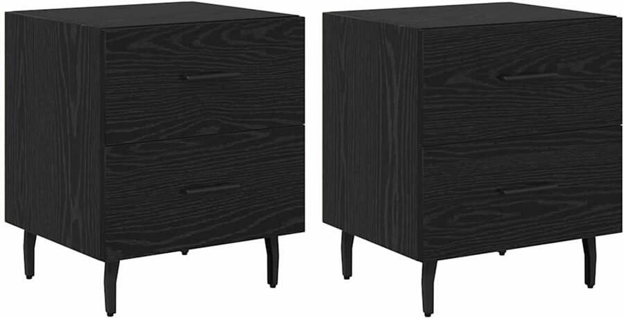 VidaXL Nachtkastje 2 pcs Zwart eiken 40 x 35 x 47.5 cm Bewerkt hout