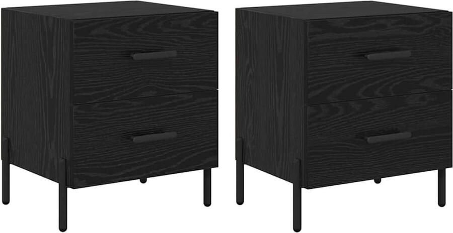 VidaXL Nachtkastje 2 pcs Zwart eiken 40 x 35 x 47.5 cm Bewerkt hout