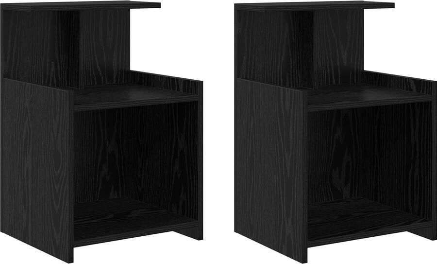 VidaXL Nachtkastje 2 pcs Zwart eiken 40 x 35 x 60 cm Bewerkt hout