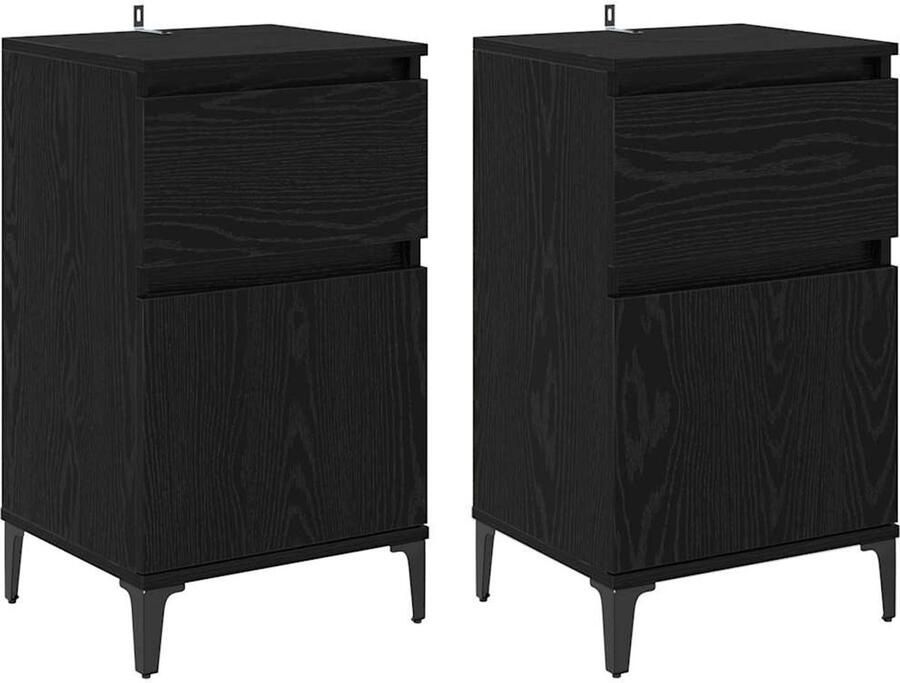 VidaXL Nachtkastje 2 pcs Zwart eiken 40 x 35 x 70 cm Bewerkt hout