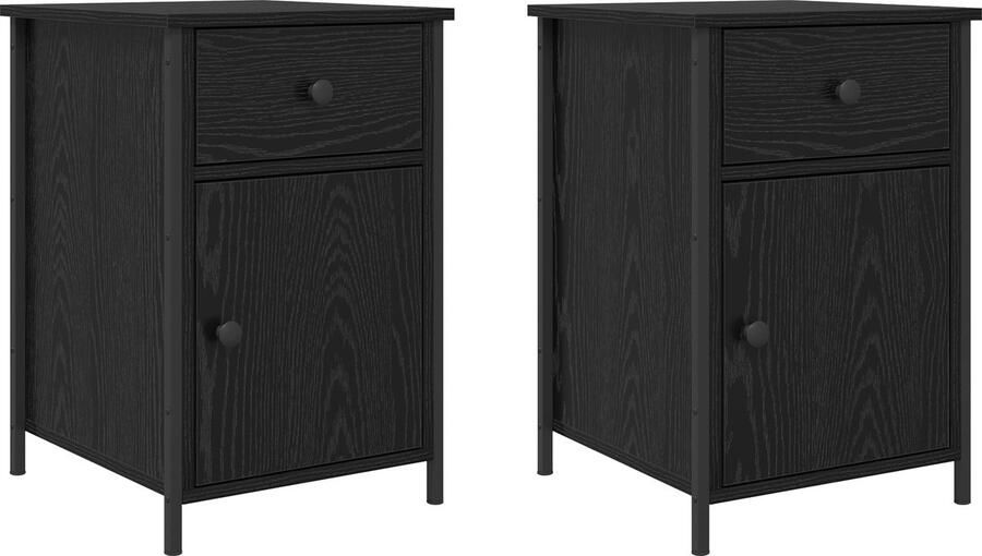 VidaXL Nachtkastje 2 pcs Zwart eiken 40 x 42 x 60 cm Bewerkt hout