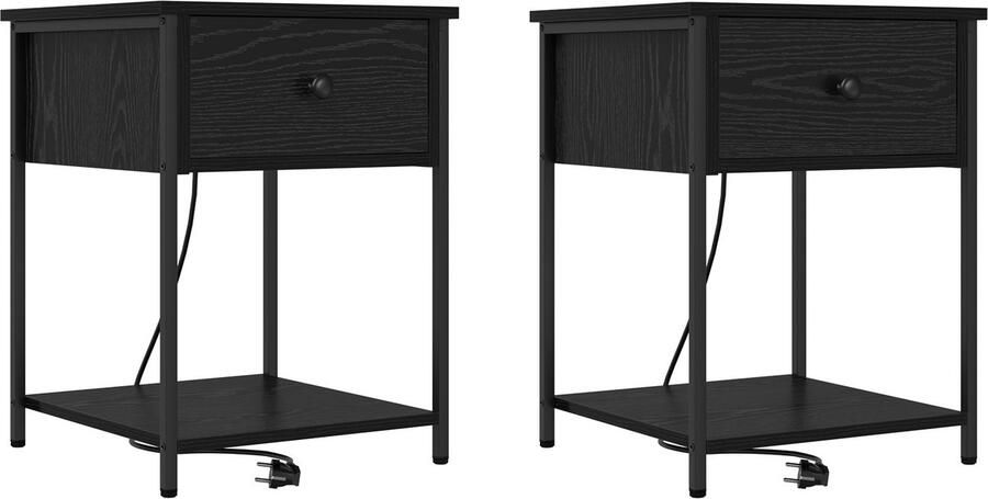 VidaXL Nachtkastje 2 pcs Zwart eiken 42 x 41 x 56 cm Bewerkt hout