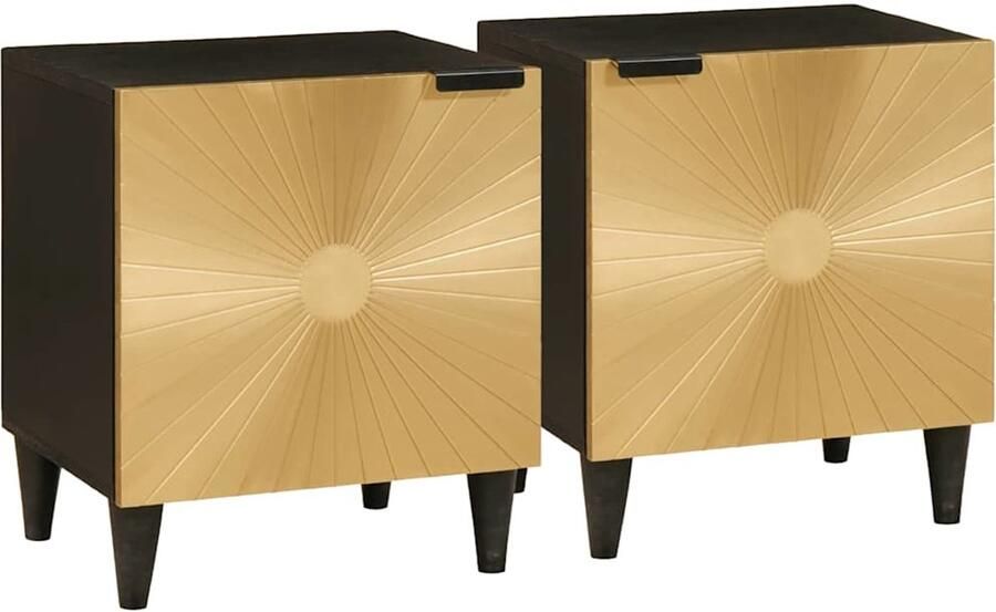 VidaXL Nachtkastje 2 pcs Zwart en Goud 40 x 33 5 x 46 cm